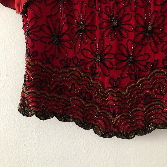 Vintage | Beaded Floral Sequin Sparkly Top - Picture 7 of 12